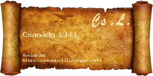 Csanády Lili névjegykártya